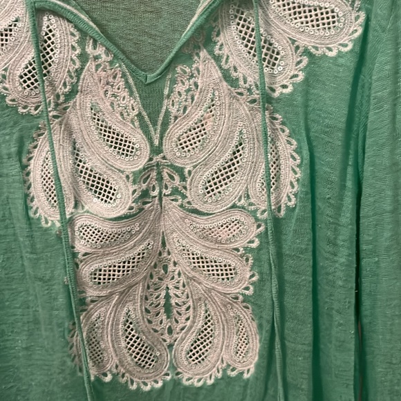 INC Beach Appliqué Mint Green Long Sleeve Shirt - Picture 2 of 5